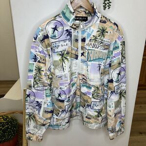 Royalty by Maluma Men's Relaxed-Fit Hawaii‎ Printed Half-Zip Jacket -size S